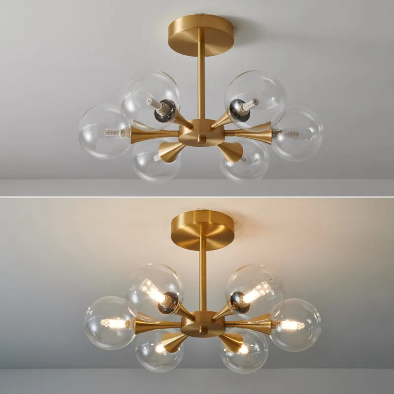Nordic LED Copper Glass Chandelier