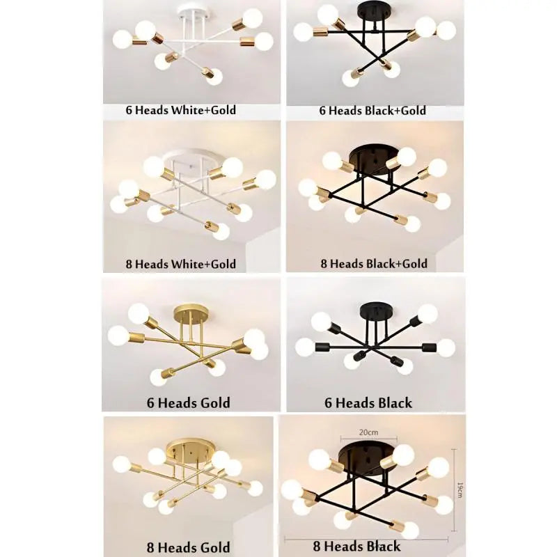 Nordic red branch type ceiling light