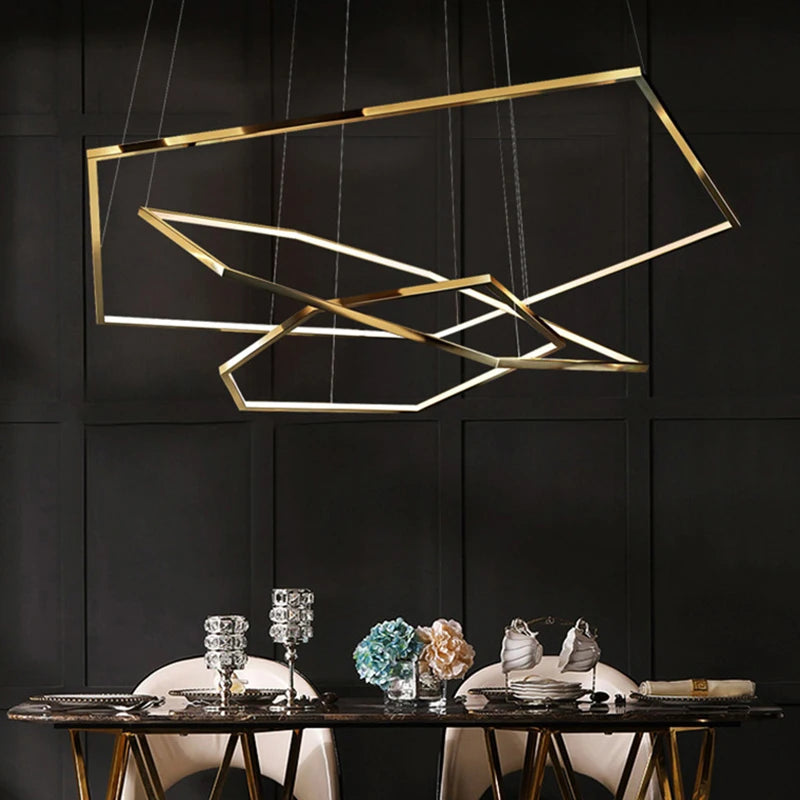 Luces colgantes LED doradas de lujo modernas, iluminación para sala de estar, comedor, decoración, candelabro con brillo, accesorio de luces colgantes para interior y dormitorio