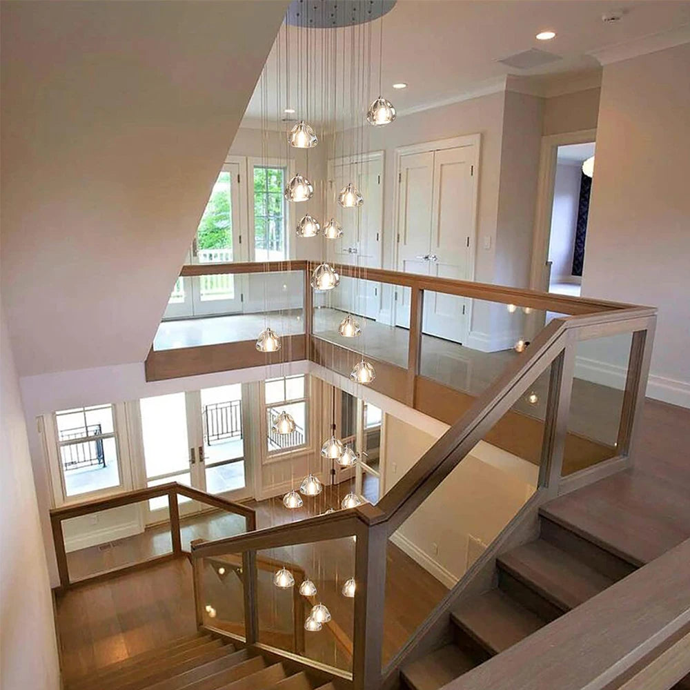 Led Luxury Staircase Crystal Ball Design Chandelier
