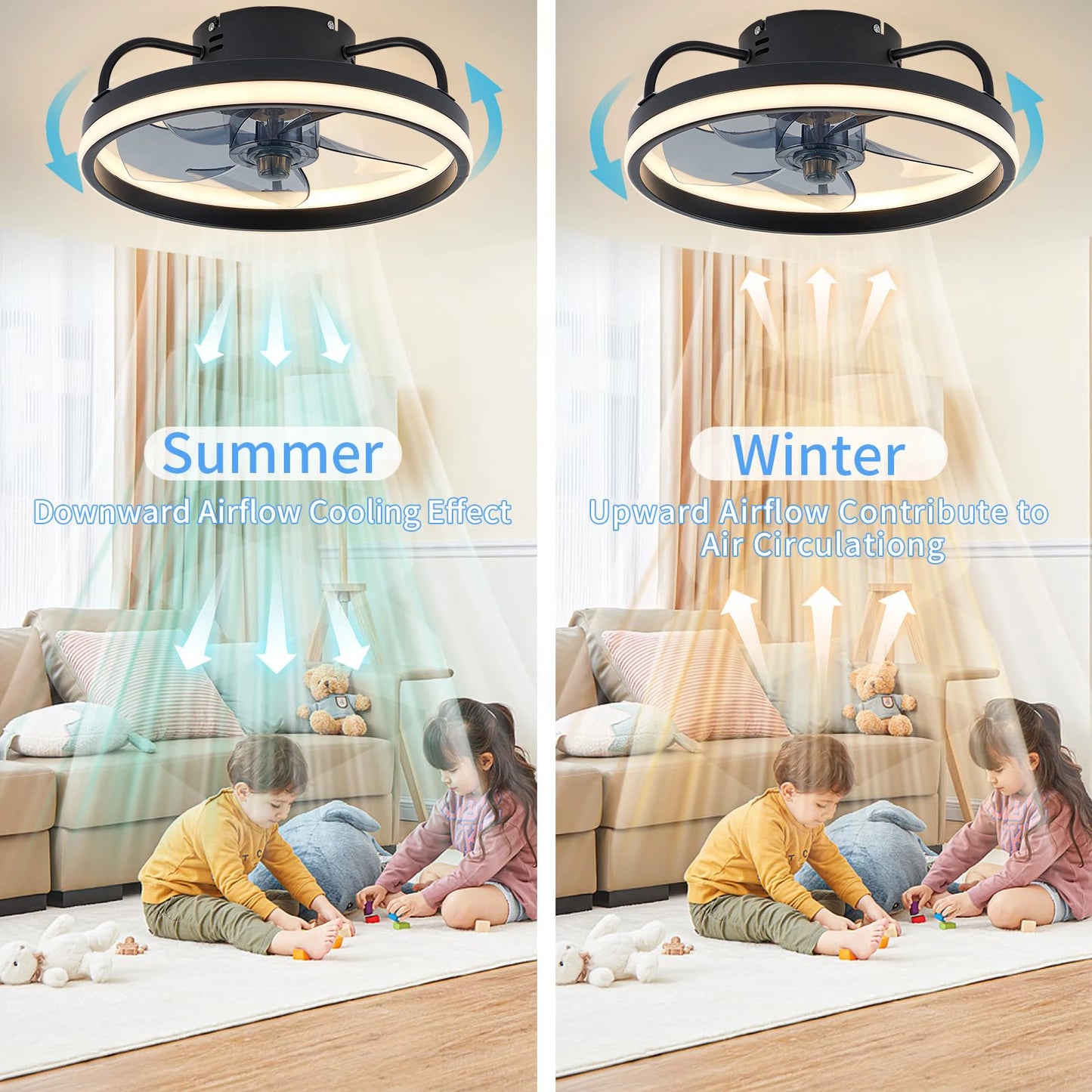 Smart Silent Ceiling Fans With Remote Control and LED Light