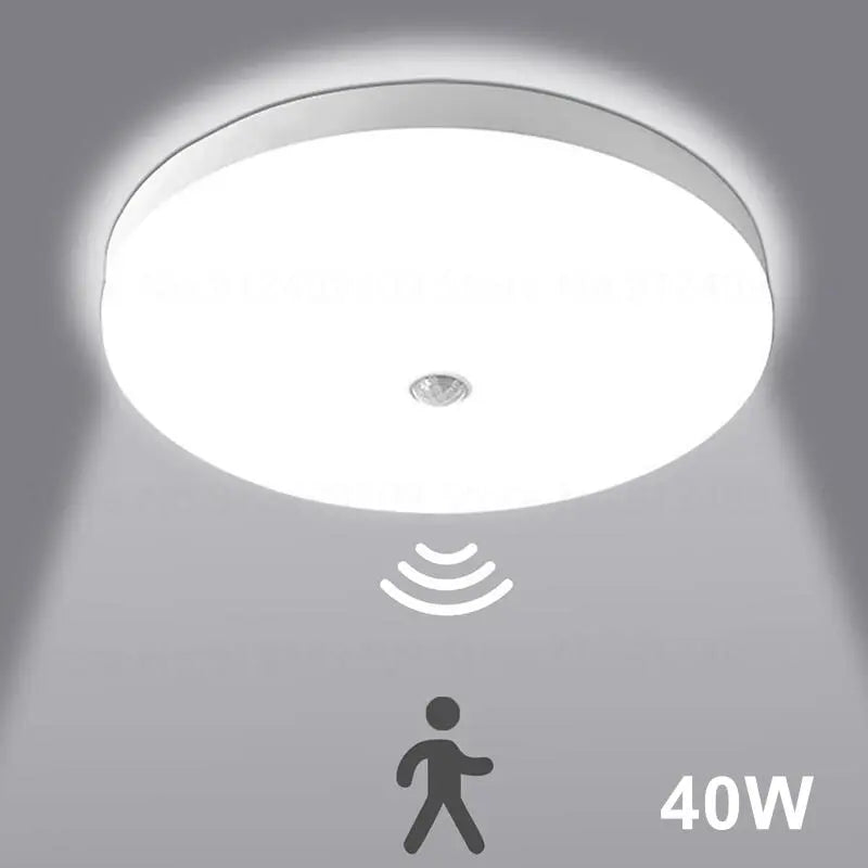 Lámpara LED de techo con Sensor de movimiento PIR, 220V, 110V, 15W, 20W, 24W, 36W, 40W, blanco cálido, blanco frío, luces de techo modernas para pasillos de vestíbulo