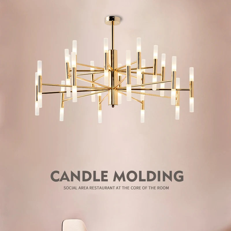 LED Gold,Black Luxurious candle design chandelier
