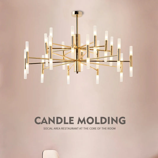 LED Gold,Black Luxurious candle design chandelier
