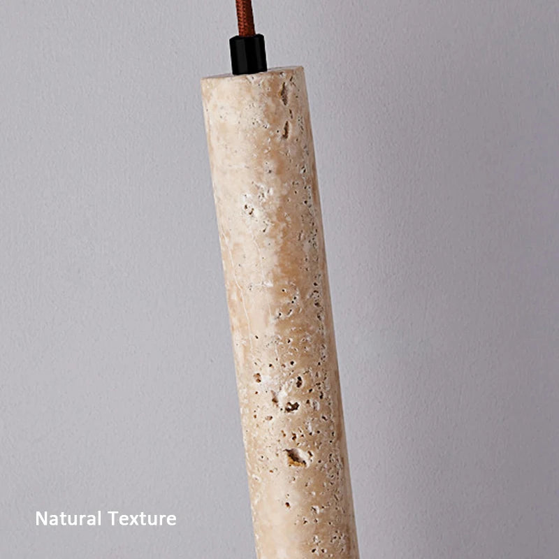 Led Yellow Travertine Cylindrical Home Bedside Pendent Lamp