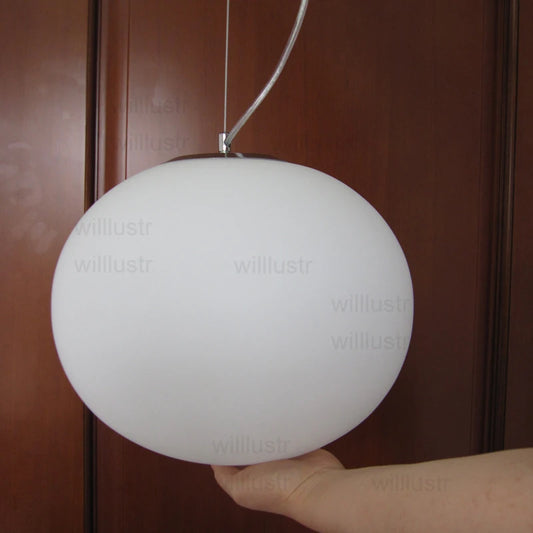Oval White Opaline Glass Pendant Light