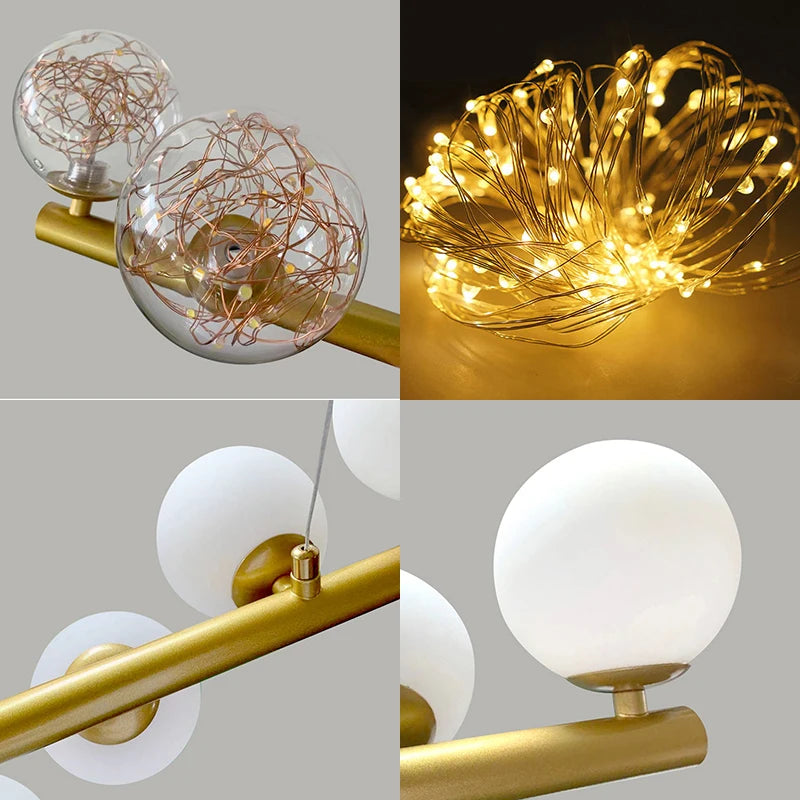 Nordic Modern Glass Ball Gold Gypsophila pendent