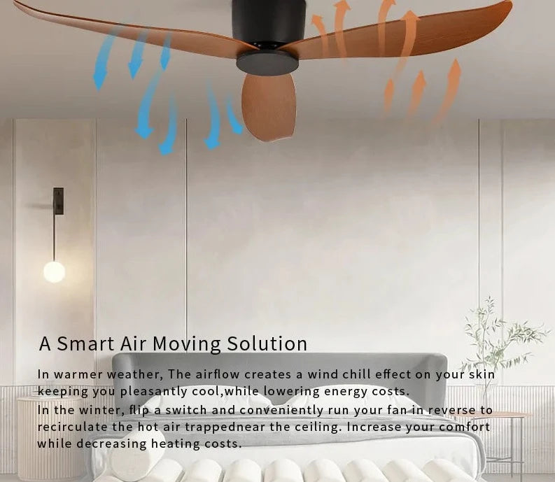 SOVE Ventilador de Techo Blanco Piso Bajo Ultrafino 17 cm DC Ventilador de Techo con Control Remoto Ventiladores de Techo Simples sin luz 220 V