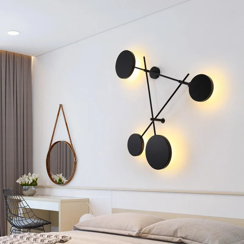 Led Black Iron Luminaire Round Wall Sconce Light
