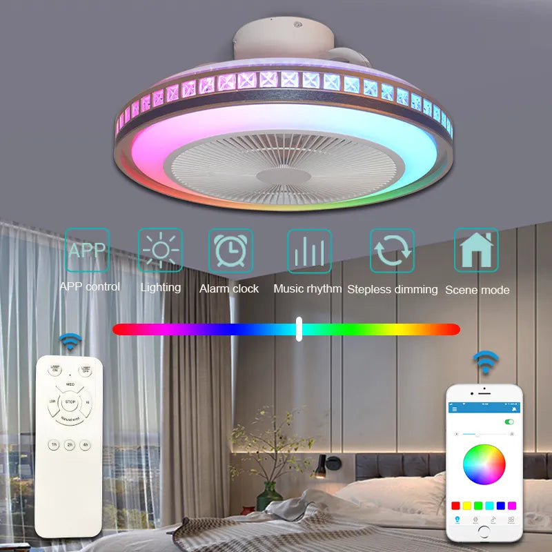 Led Remote Control Smart Bluetooth Ceiling Fan w/ Light