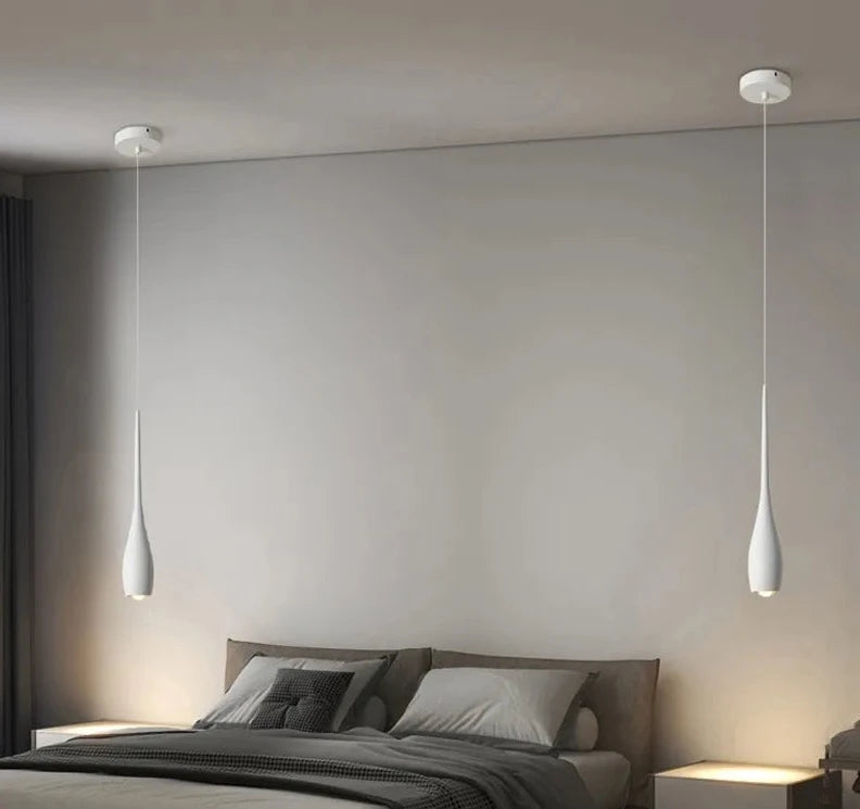 Simple creativo negro blanco nuevas luces LED colgantes modernas sala de estar comedor dormitorio mesita de noche Bar Hotel lámpara iluminación interior