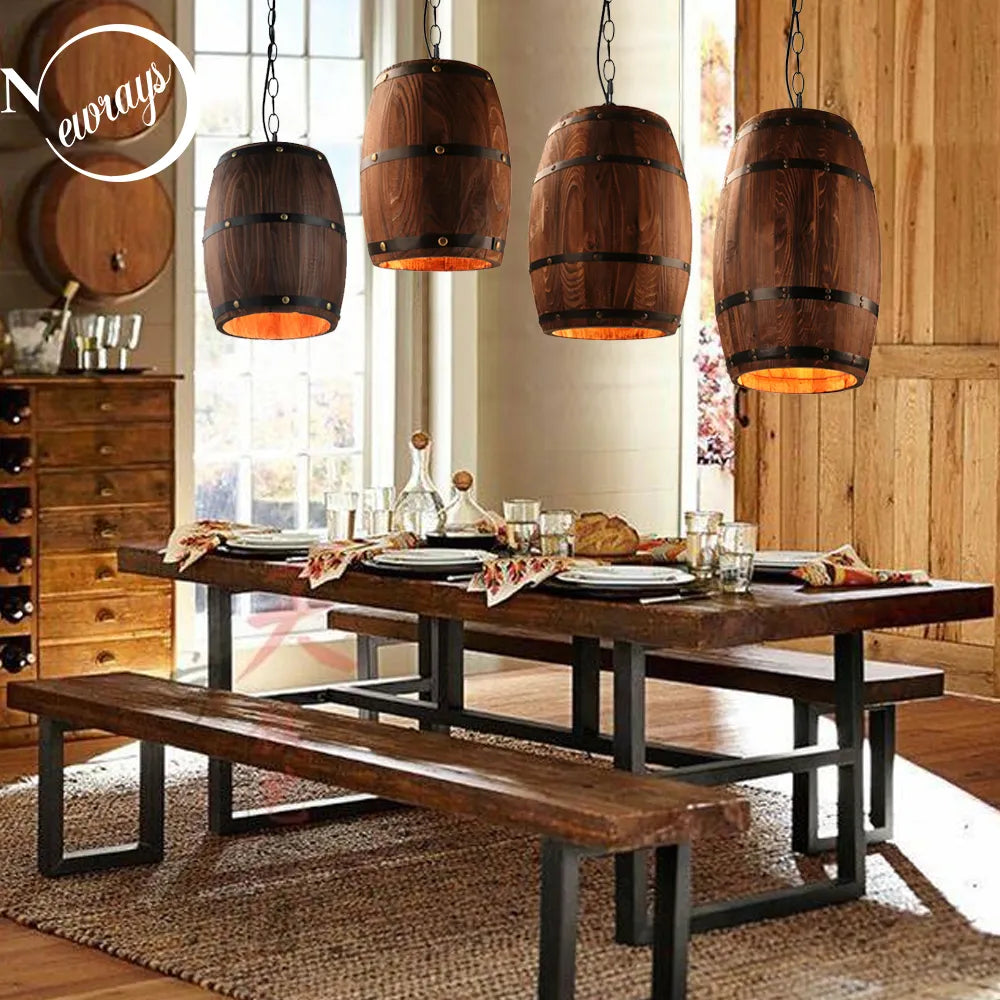 Nature loft wood Wine barrel pendant light