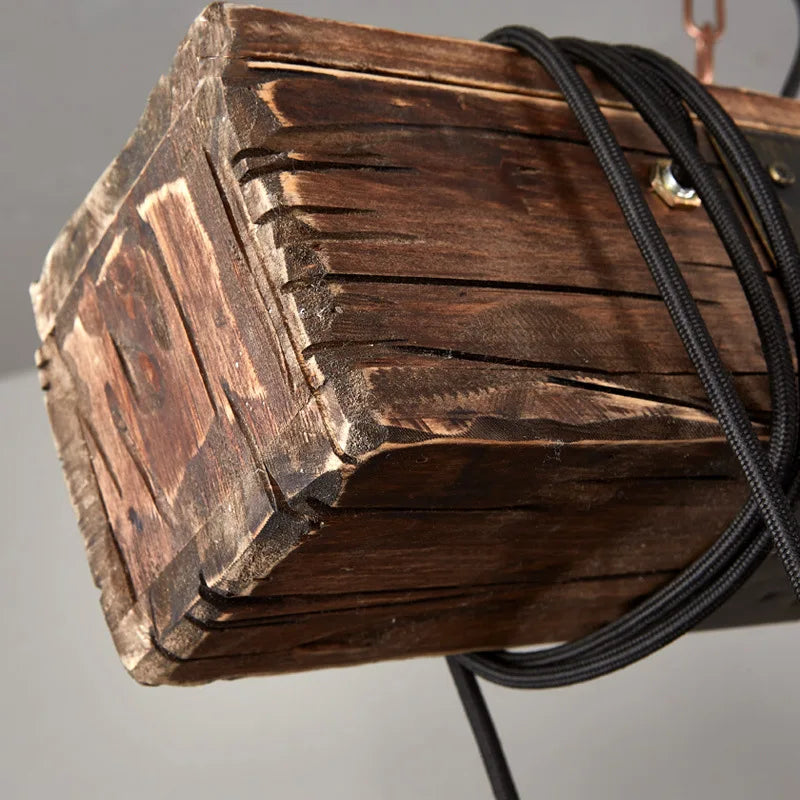 Antique Retro Wood LED Ceiling Chandelier