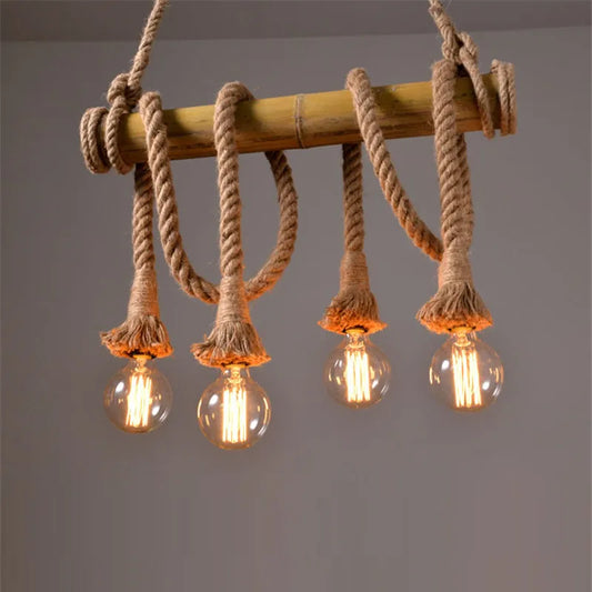 Bamboo hemp rope pendant lights