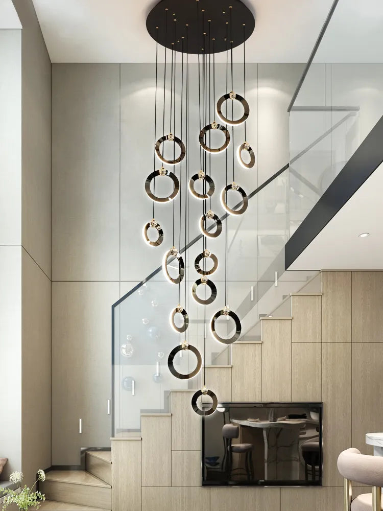 LED stair case rings Chandelier