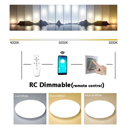 Lámparas de iluminación de LED de techo, lámpara moderna para dormitorio, sala de estar, montaje en superficie, balcón, 18w, 24w, 30w, 36w, 40w, 48w, CA 110V/220V, techo