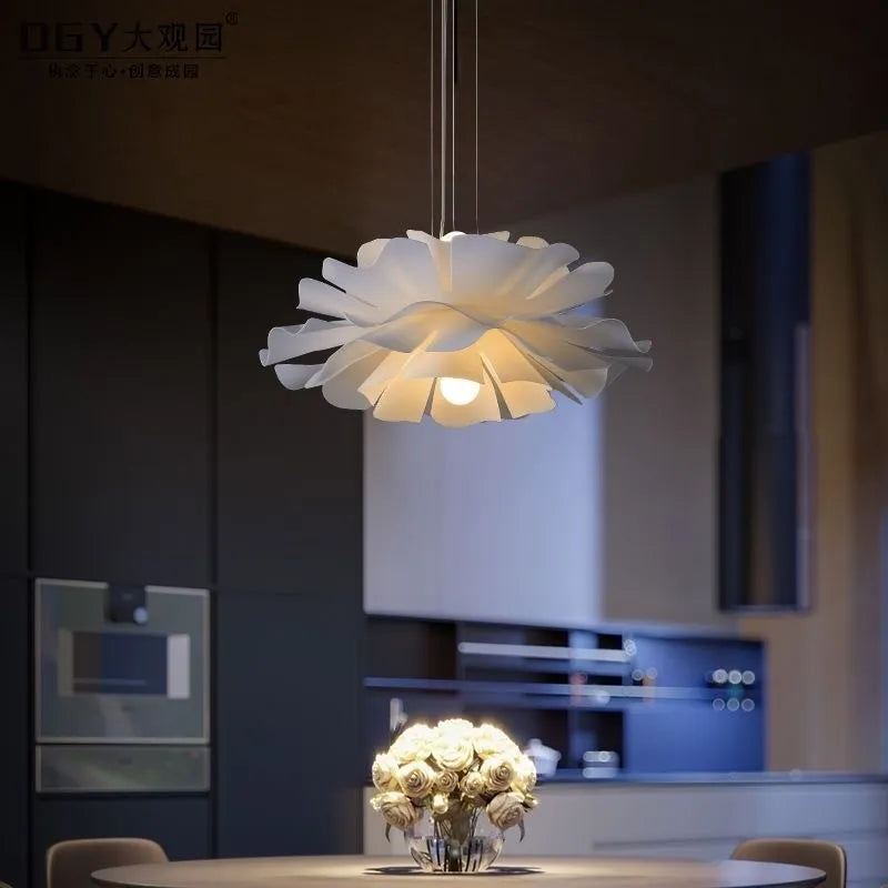 Nordic Led white camellia Chandelier