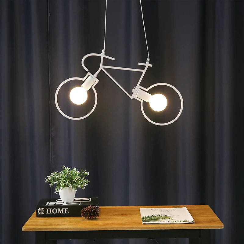Luces colgantes de bicicleta de hierro, decoración del hogar, lámpara colgante Industrial, lámpara colgante para sala de estar, dormitorio, restaurante, accesorios de cocina