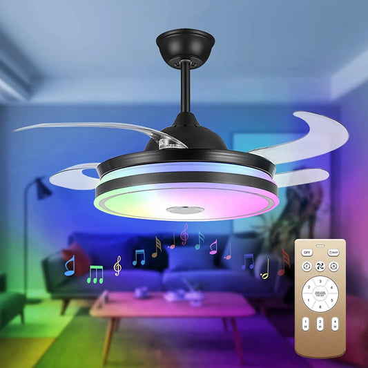 Ceiling Fan Lights and Bluetooth Speaker RGB Color Changing with Remote Controller