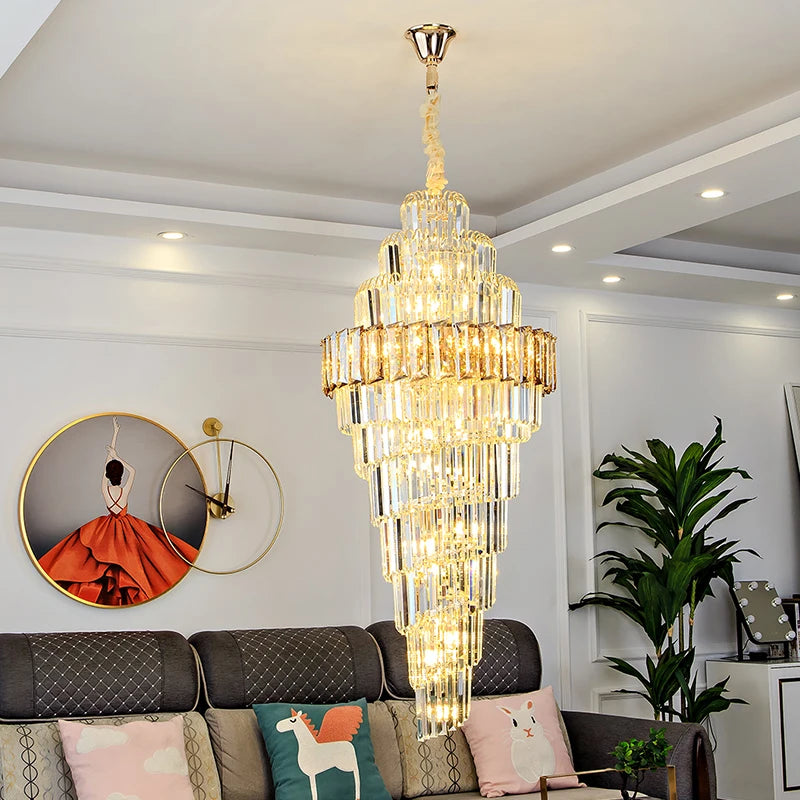 Villa Hollow Long crystal Chandelier