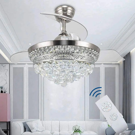 Crystal Fandelier Chrome Ceiling Fan