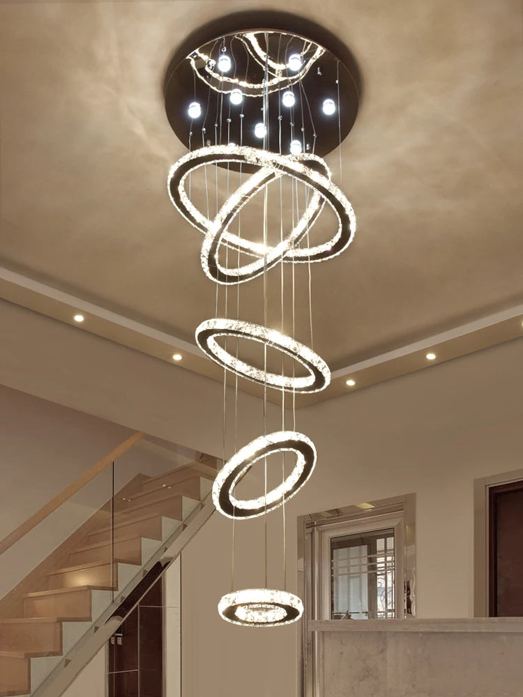 Modern Luxury Large Crystal Staircase Chandelier