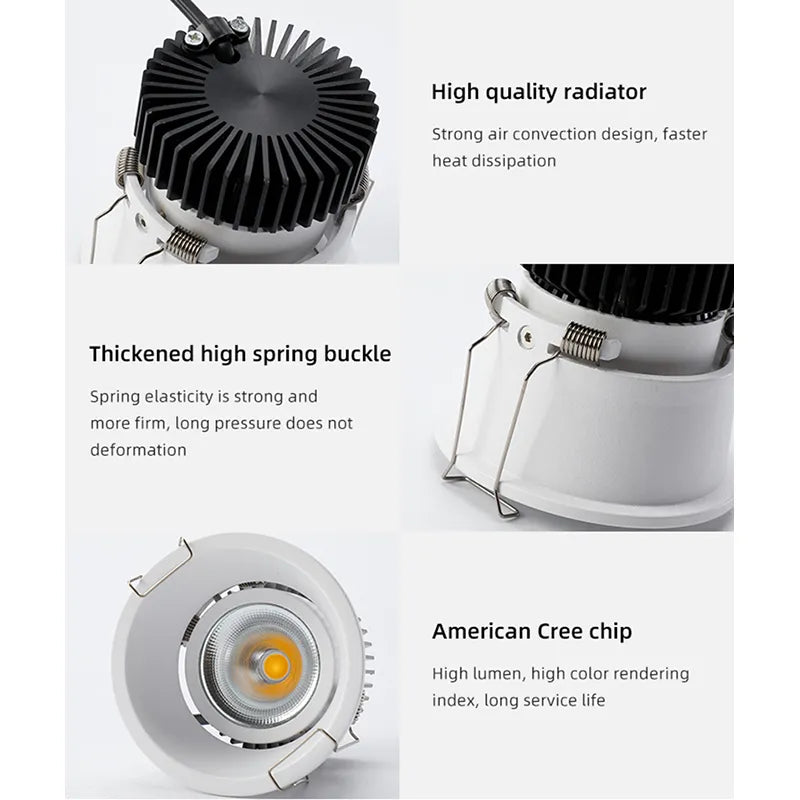 Recessed Anti Glare Dimmable Downlight