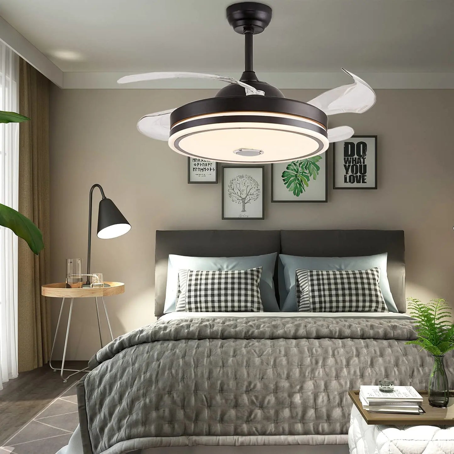 Ceiling Fan Lights and Bluetooth Speaker RGB Color Changing with Remote Controller