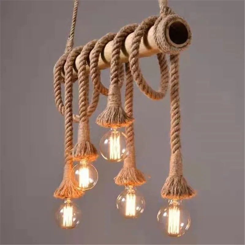 Bamboo hemp rope pendant lights