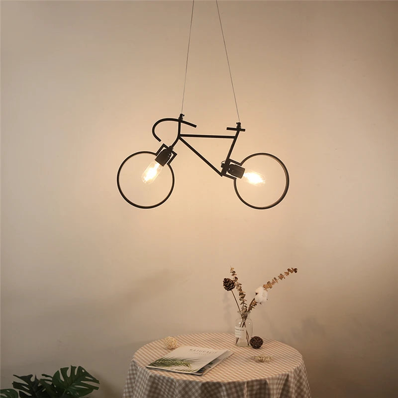 Luces colgantes de bicicleta de hierro, decoración del hogar, lámpara colgante Industrial, lámpara colgante para sala de estar, dormitorio, restaurante, accesorios de cocina