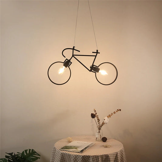 Luces colgantes de bicicleta de hierro, decoración del hogar, lámpara colgante Industrial, lámpara colgante para sala de estar, dormitorio, restaurante, accesorios de cocina