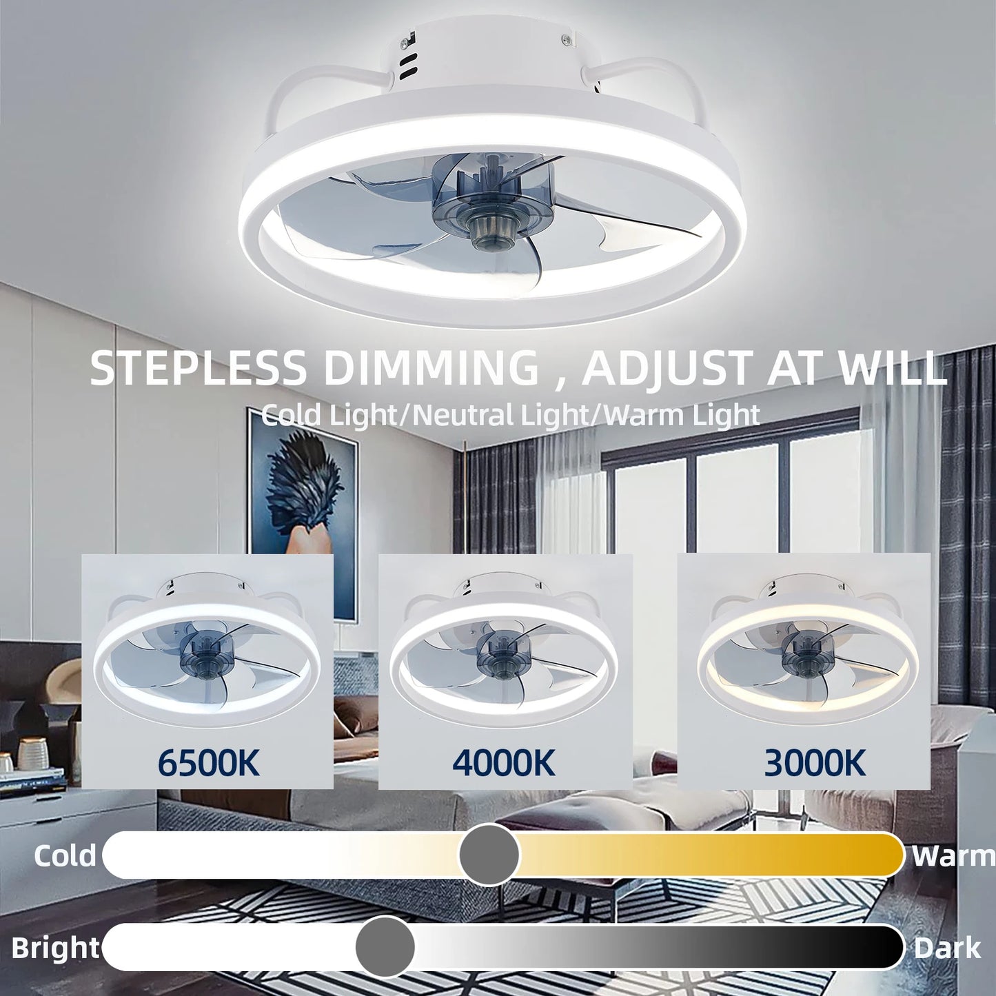 Smart Silent Ceiling Fans With Remote Control and LED Light