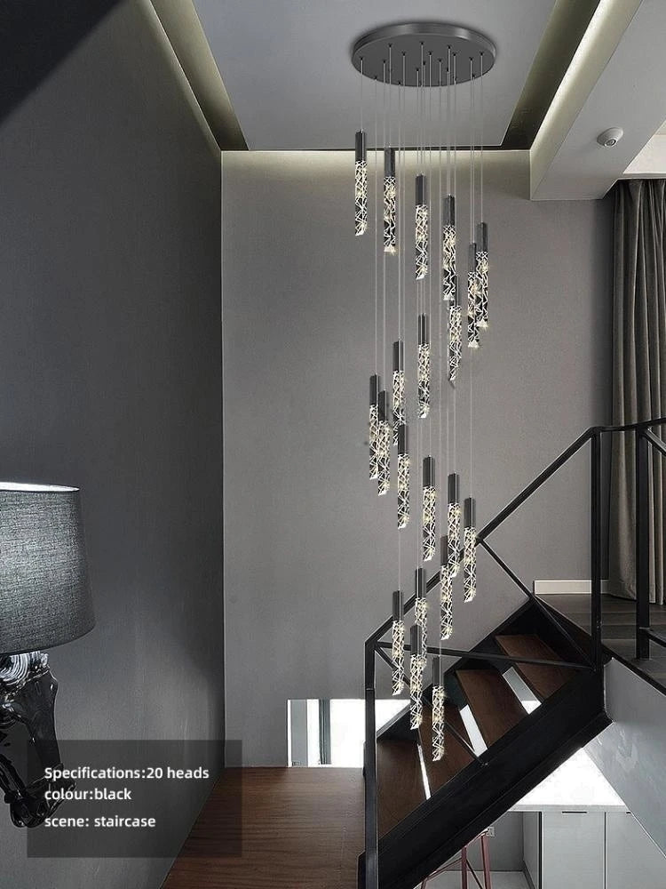 Duplex Loft Spiral Staircase Chandelier