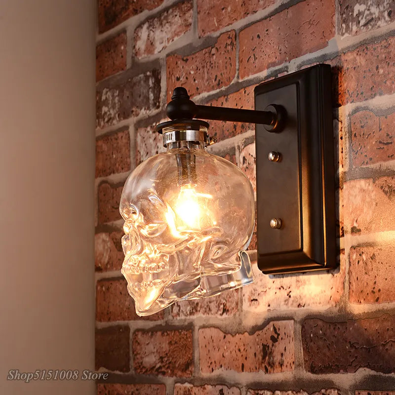 Clear Glass Skull Bones Sconces Light