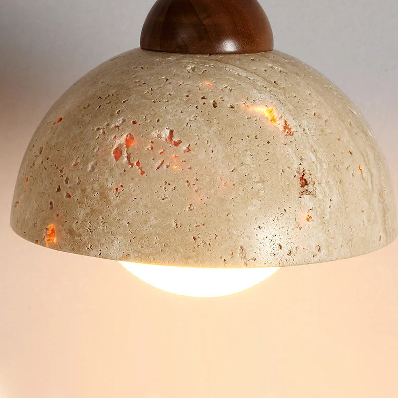 Retro Yellow Hole Stone Bedside Small Pendant light