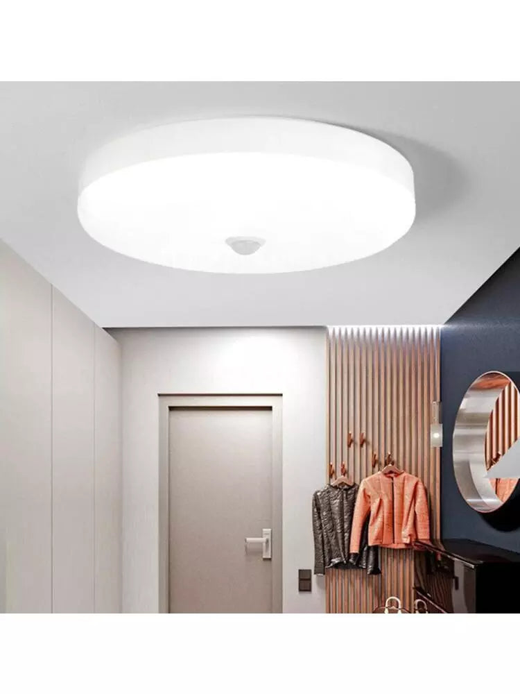 Lámpara LED de techo con Sensor de movimiento PIR, 220V, 110V, 15W, 20W, 24W, 36W, 40W, blanco cálido, blanco frío, luces de techo modernas para pasillos de vestíbulo