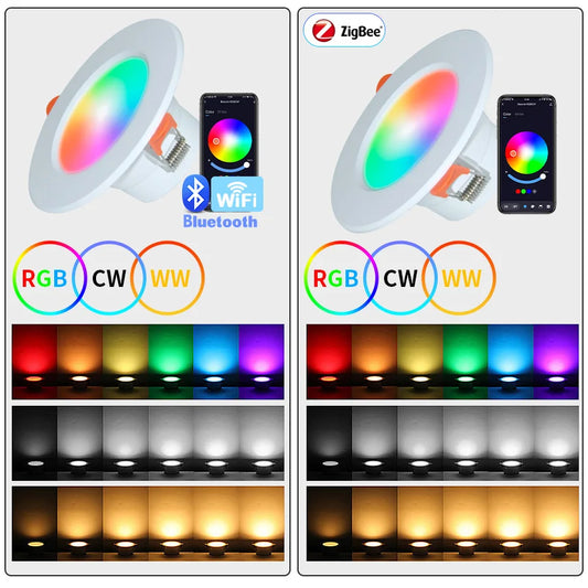 Tuya Smart Zigbee Downlight WiFi LED Down Light Dimming Recessed Spotlight 5W 7W 10W 15W 85-265V Alexa Google Home Vocie Control