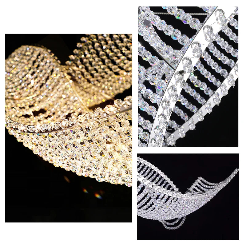 Ocean Wave Luxury Crystal Ceiling Chandeliers