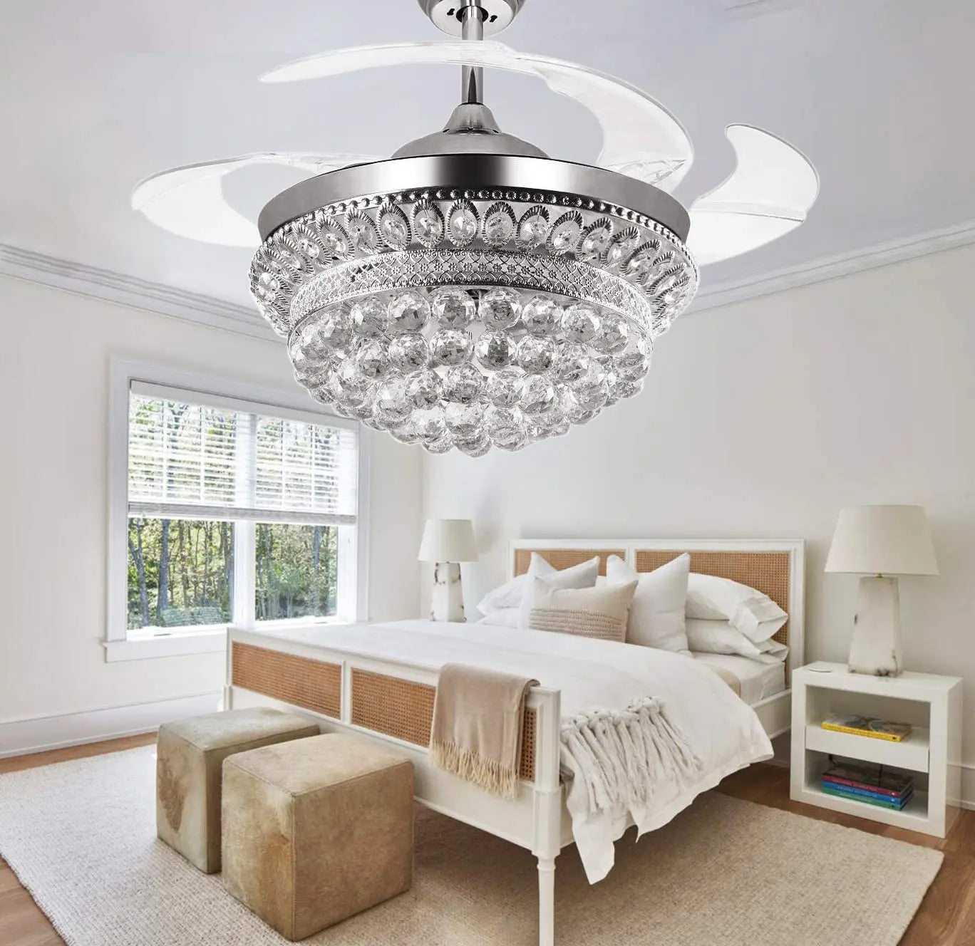 Crystal Fandelier Chrome Ceiling Fan