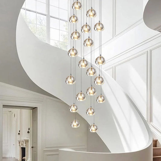 Led Luxury Staircase Crystal Ball Design Chandelier