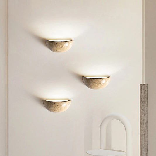 Pure Natural Yellow Cave Stone Semicircle sconce light