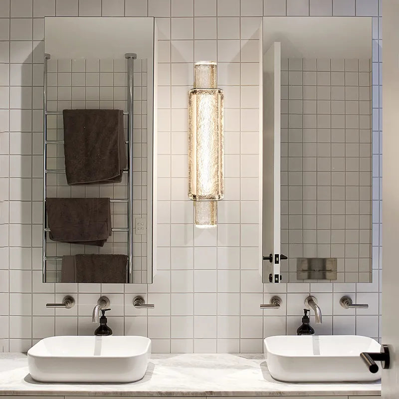 Luces de pared de cristal de oro moderno, candelabro LED para dormitorio, sala de estar, decoración del hogar, accesorios interiores para baño