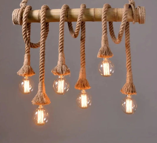 Bamboo hemp rope pendant lights