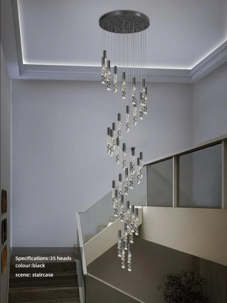 Duplex Loft Spiral Staircase Chandelier