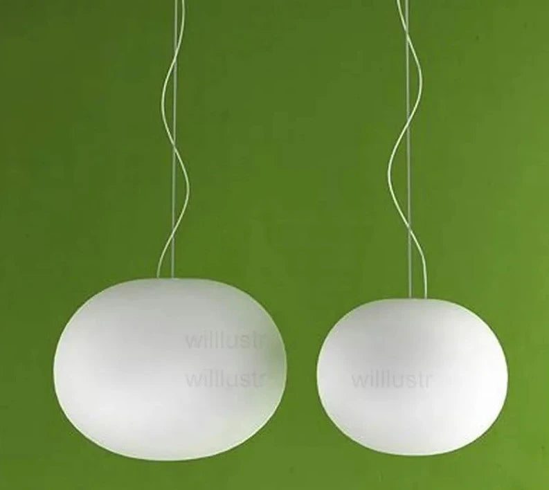 Oval White Opaline Glass Pendant Light