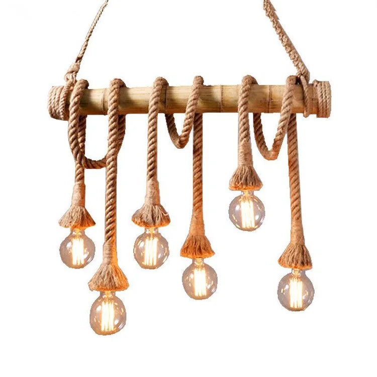 Bamboo hemp rope pendant lights