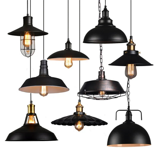Vintage Iron Black E27 Pendant Lights