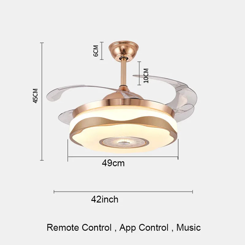 Nordic Simple Intelligent Led Remote Control Bluetooth Speaker Lighting Fan