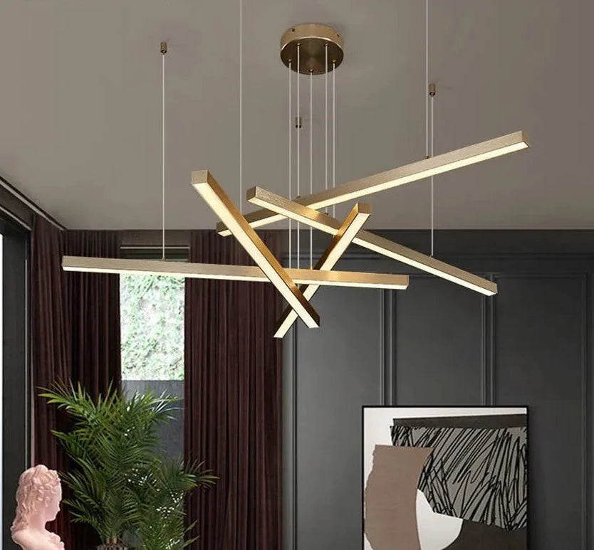 Candelabros de aluminio nórdico, lámpara colgante de dorado Negro para comedor, sala de estar, mesa, casa, decoración del hogar, oficina, escritorio, Bar, iluminación Led