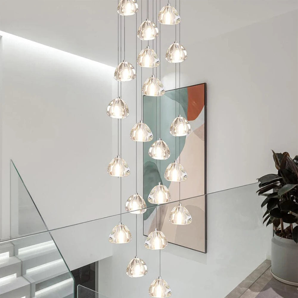 Led Luxury Staircase Crystal Ball Design Chandelier